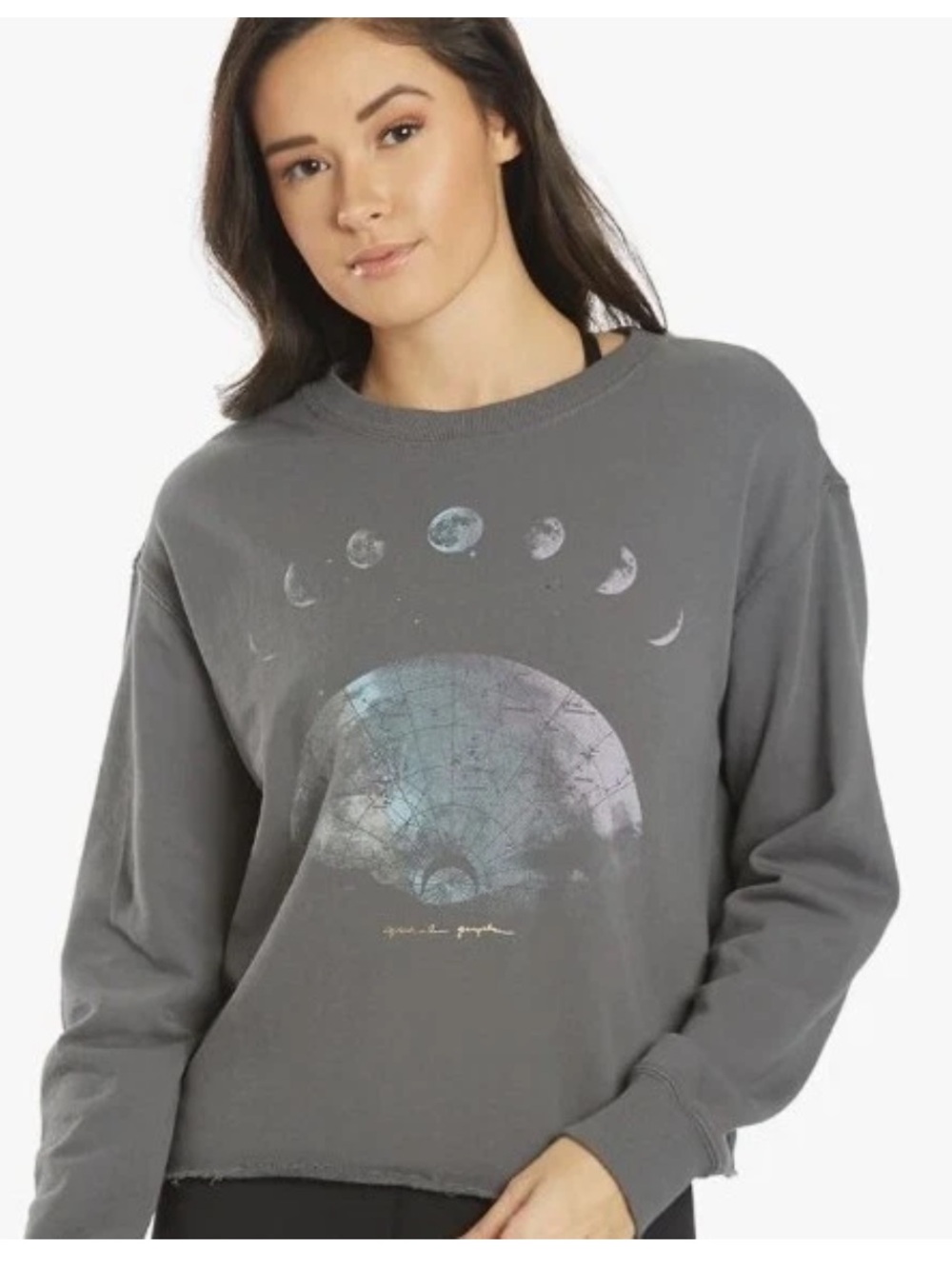 Spiritual Gangster Mazzy Cropped Moon Phase Crewneck Top~Size Large
